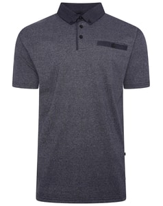 KAM Marl Dobby Contrast Polo Shirt Indigo